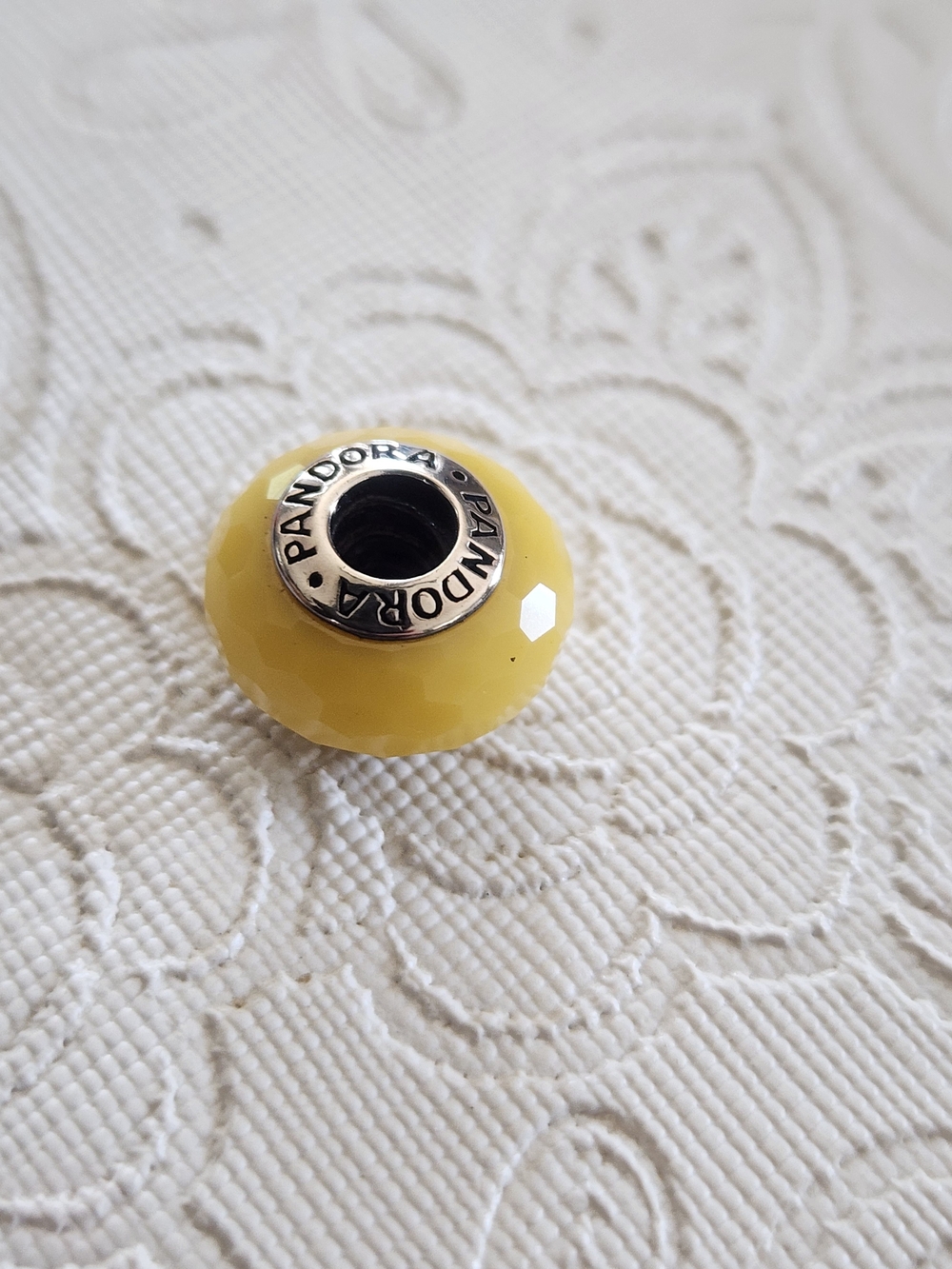 Pandora Yellow Faceted Glass Spacer Charm